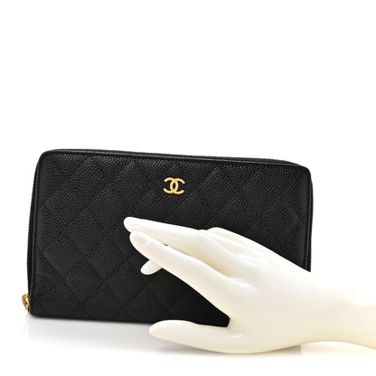 Chanel Caviar Quilted Large Zip Around Organizer Wallet Black 2 of 11