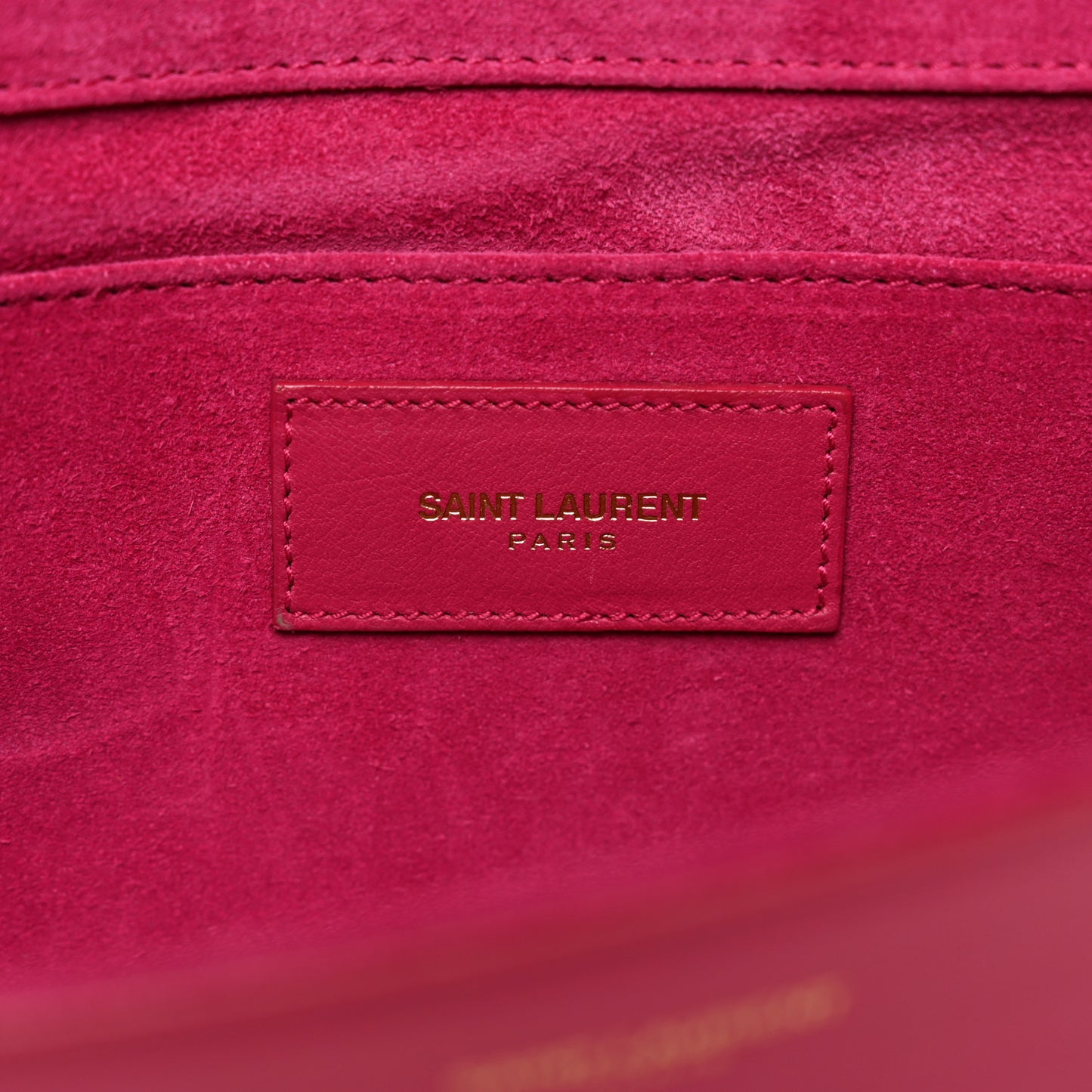 Calfskin Classic Y Ligne Clutch Fuchsia