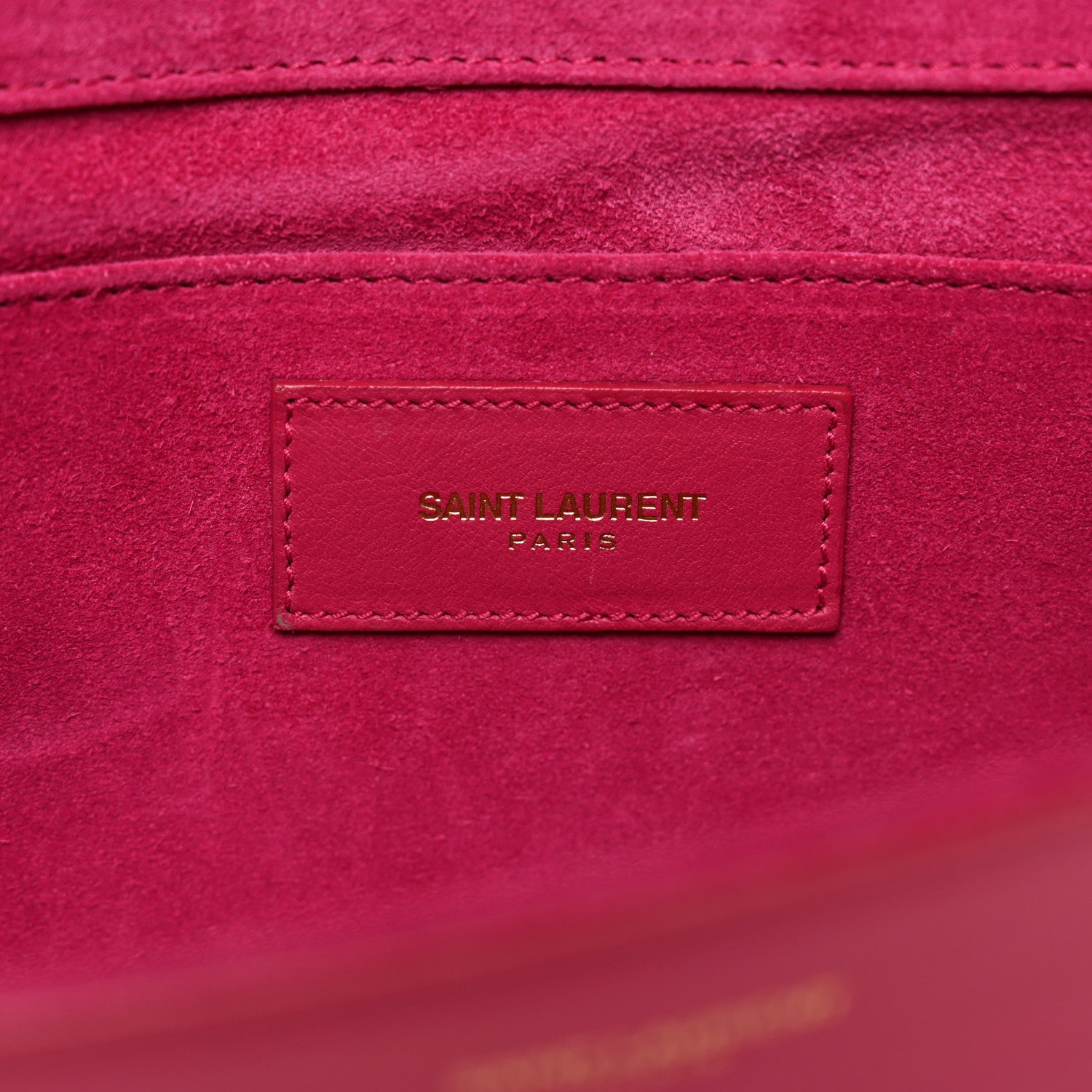Saint Laurent Calfskin Classic Y Ligne Clutch Fuchsia 6 of 7