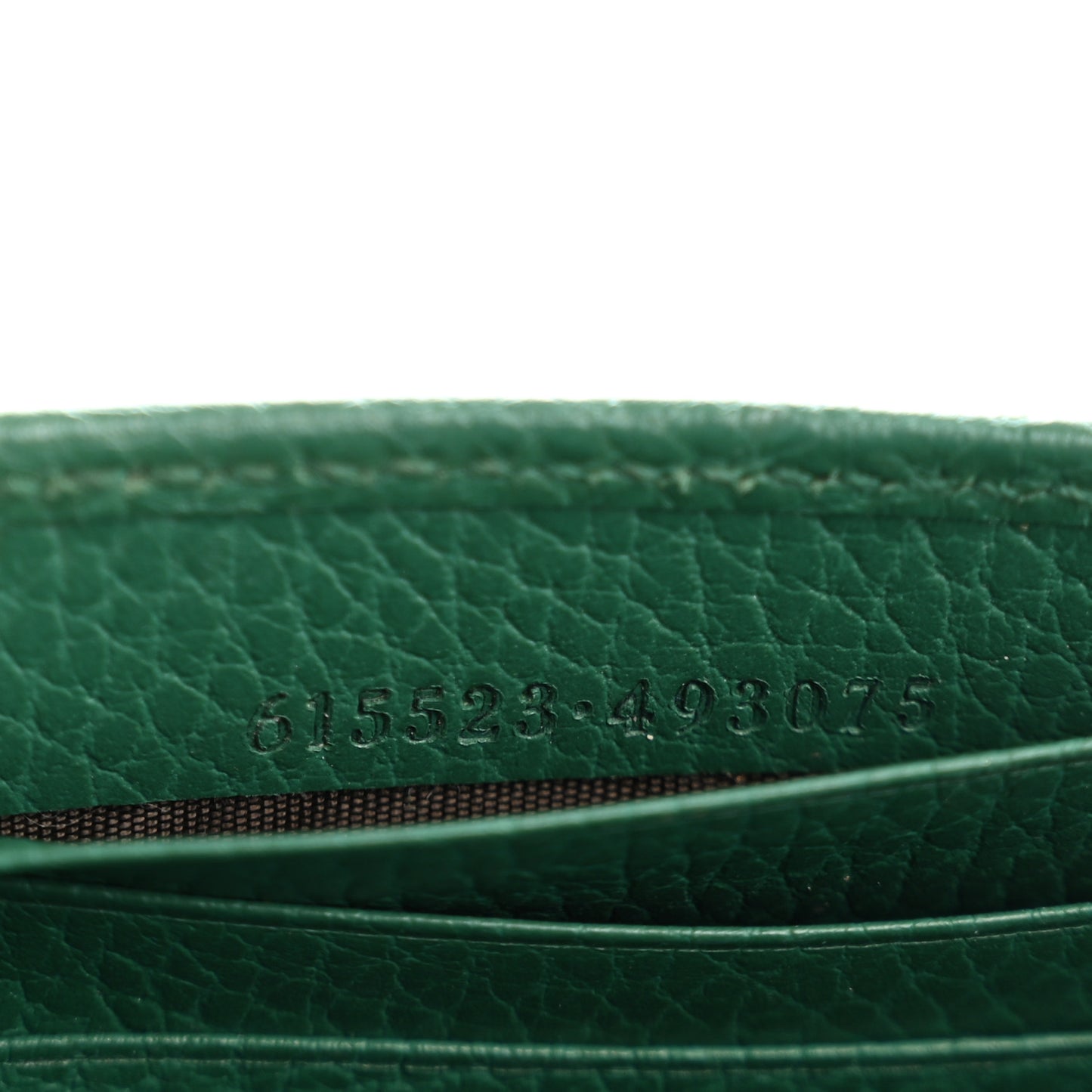 Dollar Calfskin Interlocking G Chain Wallet Emerald