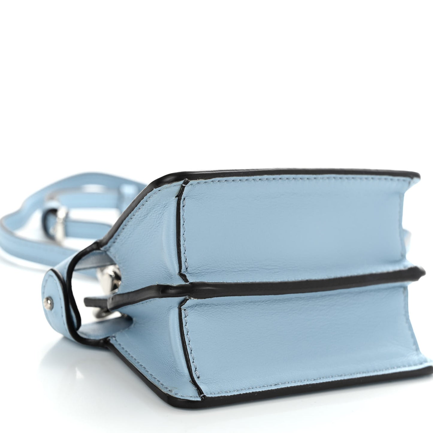 Shiny Nappa Nano Peekaboo Maxi Handle Satchel Azzurro Baby