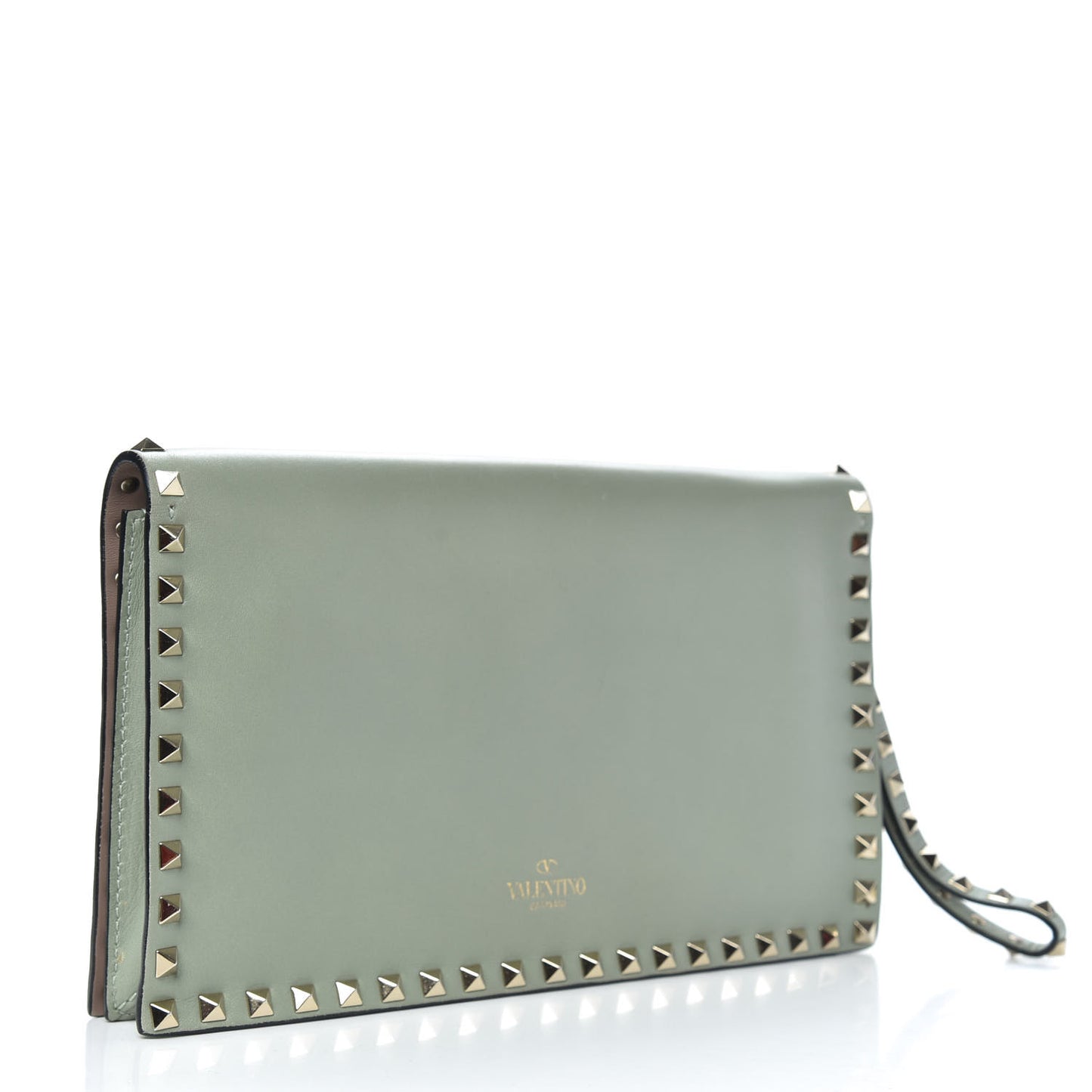 Nappa Rockstud Wristlet Clutch Green Tea Sorbet