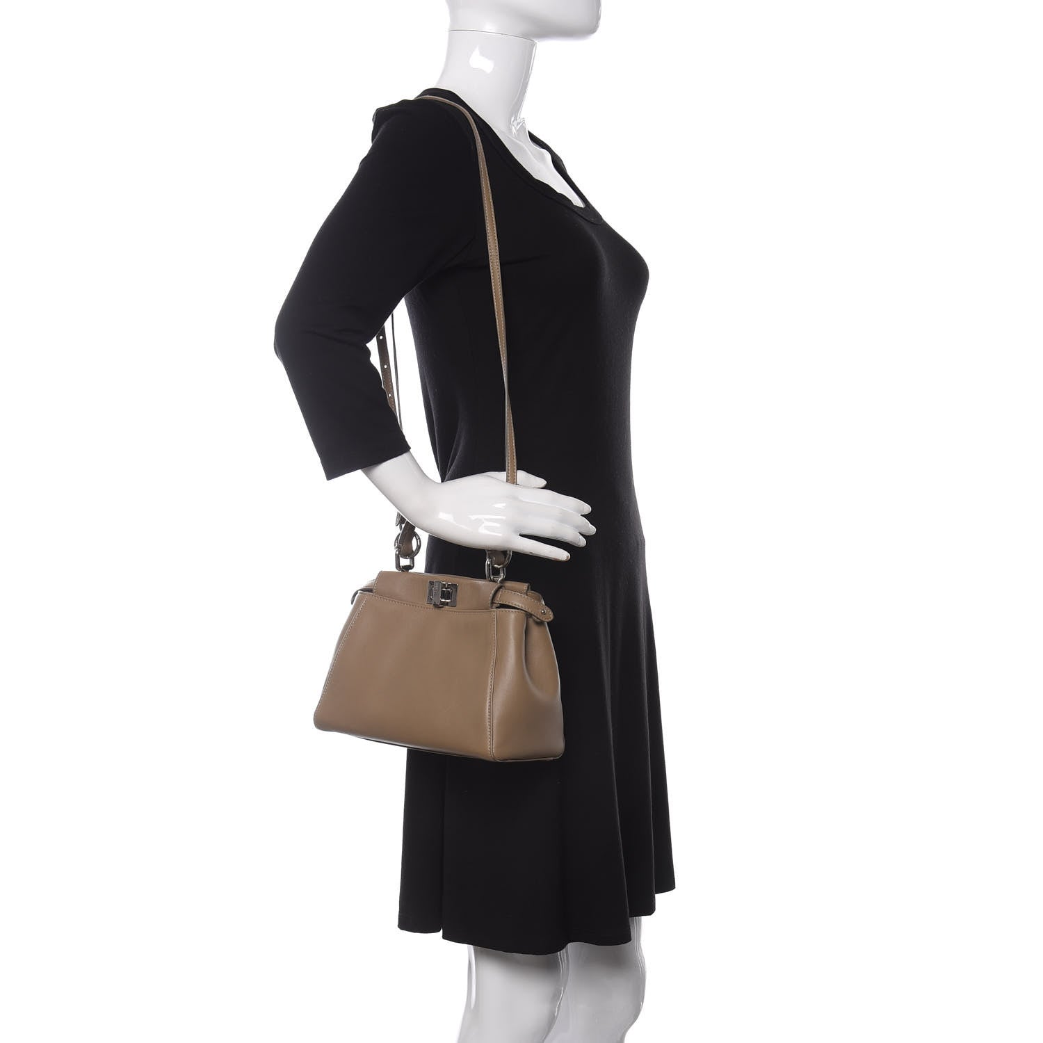 Fendi Nappa Mini Peekaboo Iconic Satchel Tortora 2 of 11