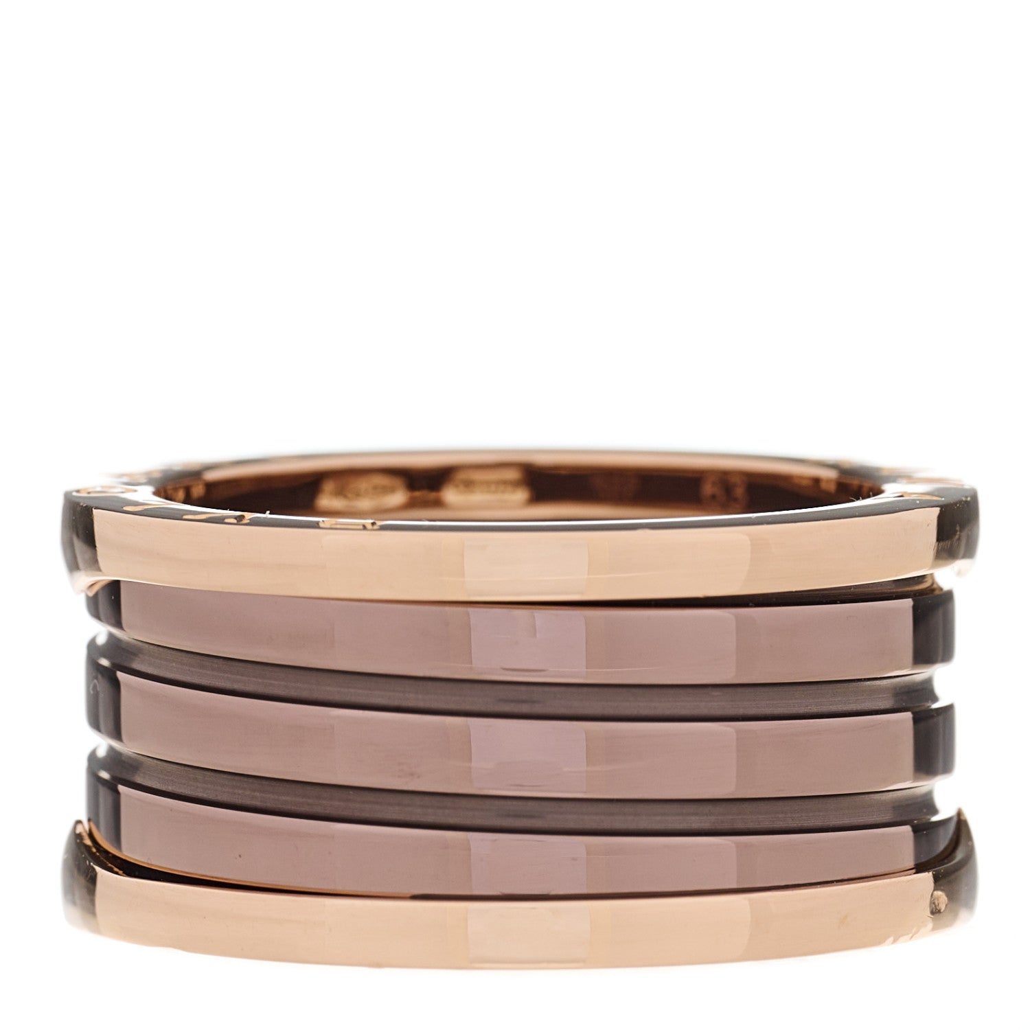 Bulgari 18K Rose Gold Bronze Cermet B.Zero1 Roma Four-Band Ring 63 10.25 3 of 7