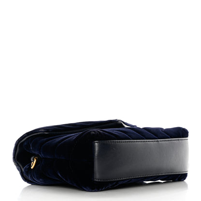 Saint Laurent Velvet Y Quilted Monogram Toy Loulou Crossbody Bag Deep Marine 4 of 14