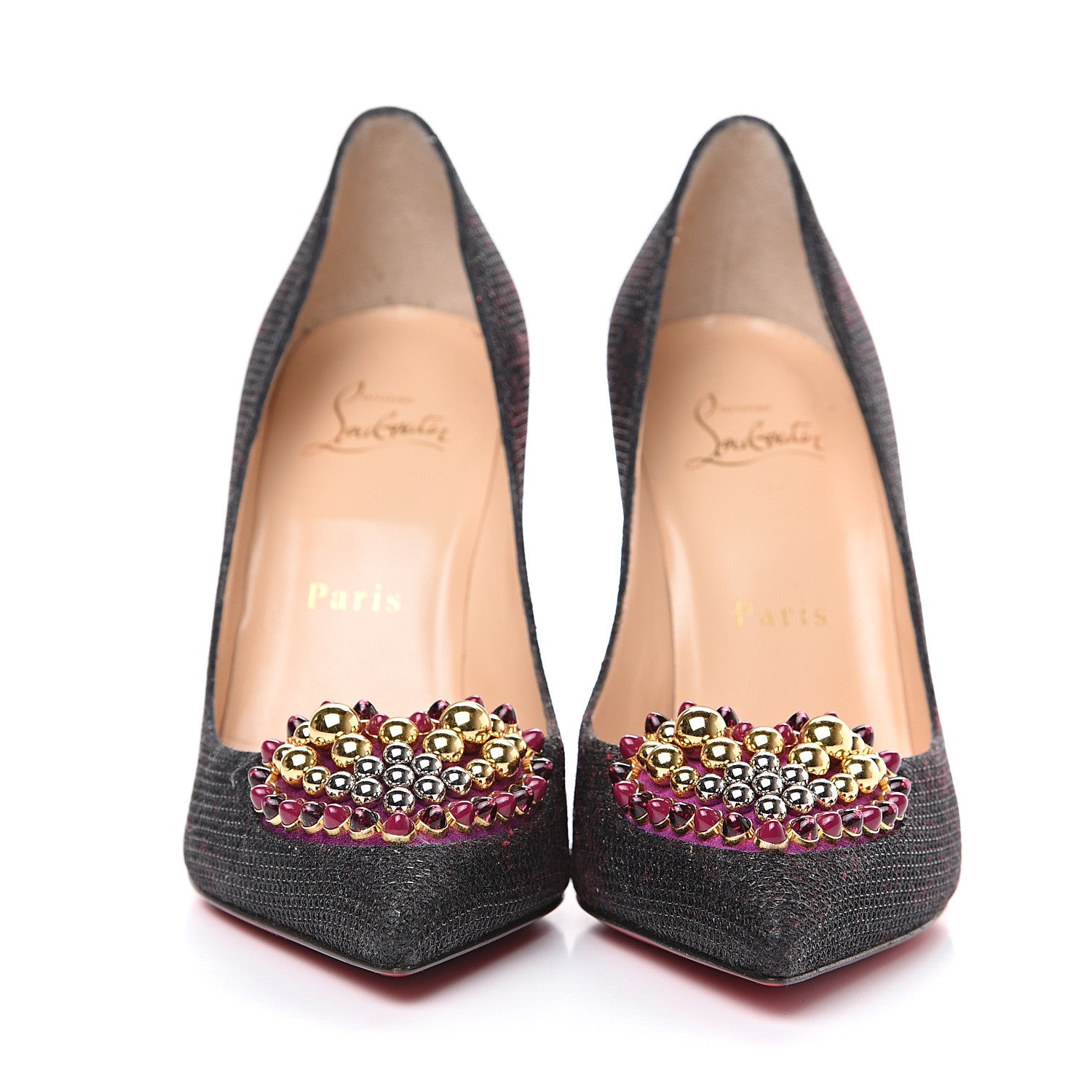 Christian Louboutin Glitter Tisse Veau Velours Coralta Mia 100 Pumps 36.5 Version Black 2 of 8