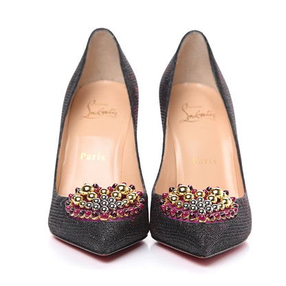 Christian Louboutin Glitter Tisse Veau Velours Coralta Mia 100 Pumps 36.5 Version Black 2 of 8