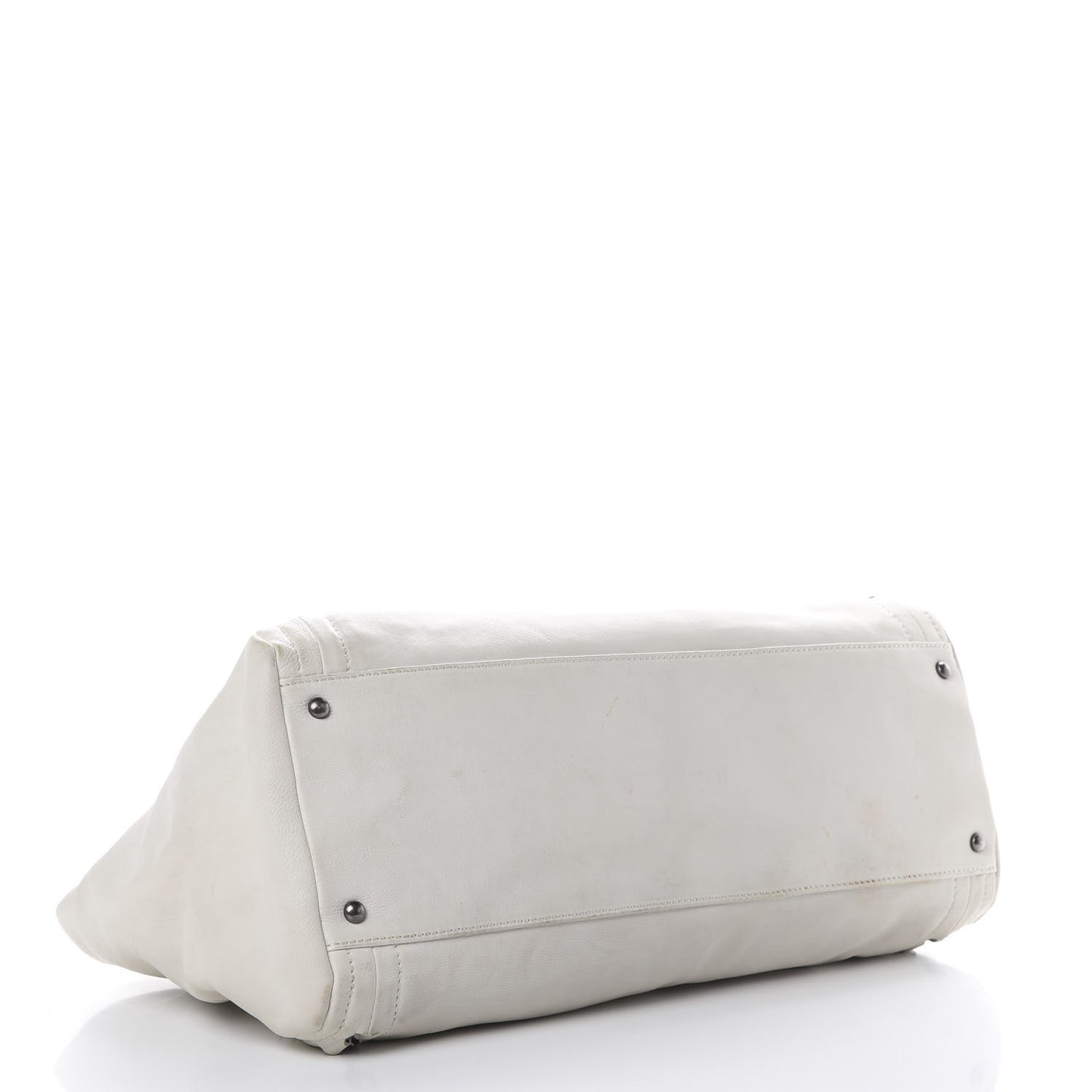 Calfskin Large East West Modern Chain Tote White