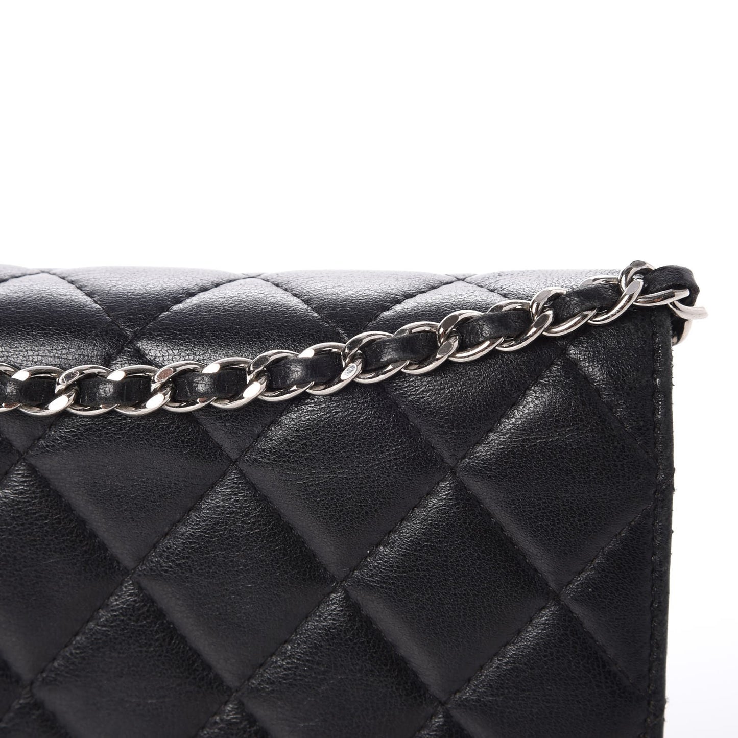 Lambskin Quilted Wallet On Chain WOC Black