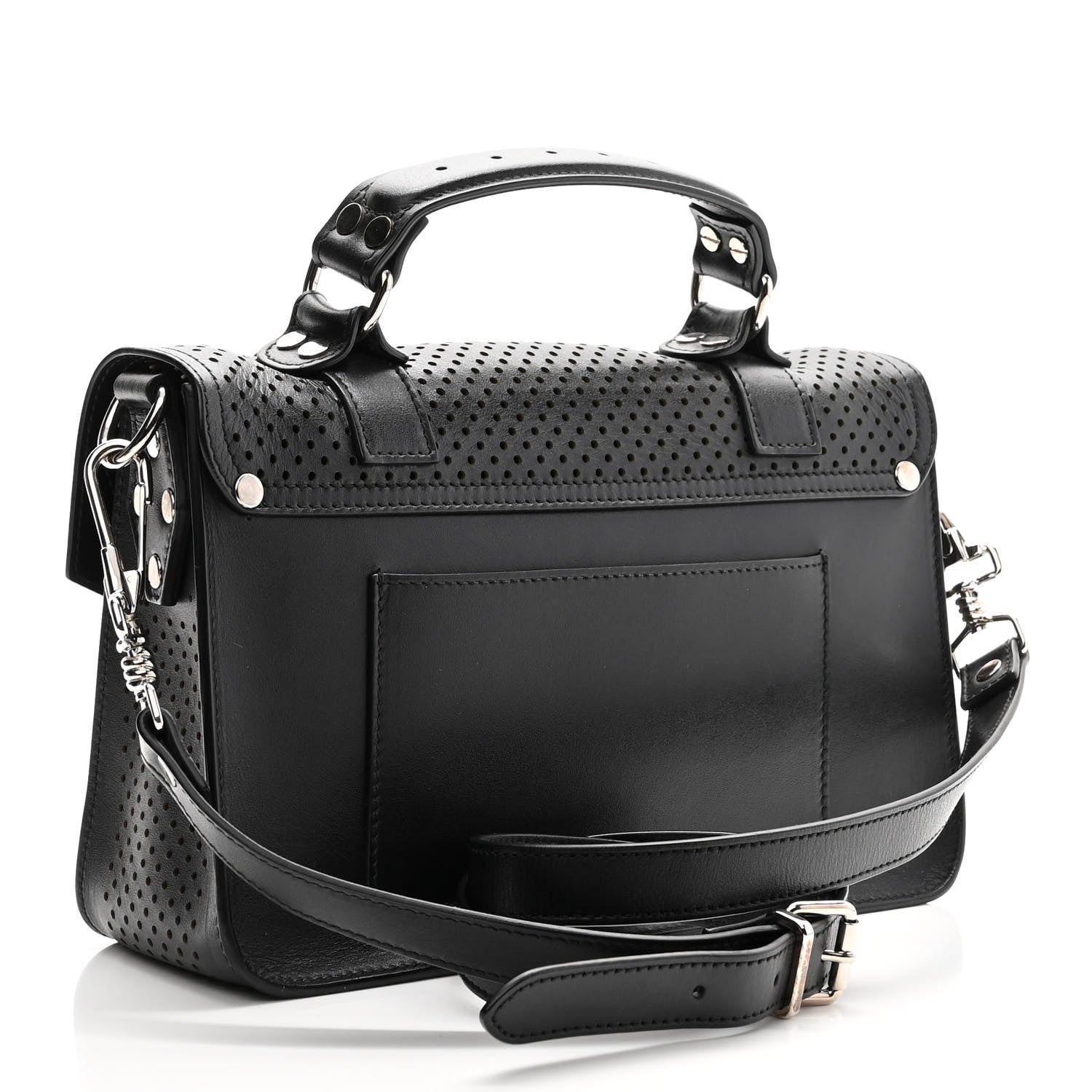 Proenza Schouler Lambskin Perforated Tiny PS1 Satchel Black 1 of 10
