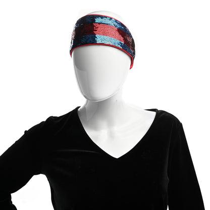 Gucci Sequin Silk Web Headband Red Blue 2 of 7