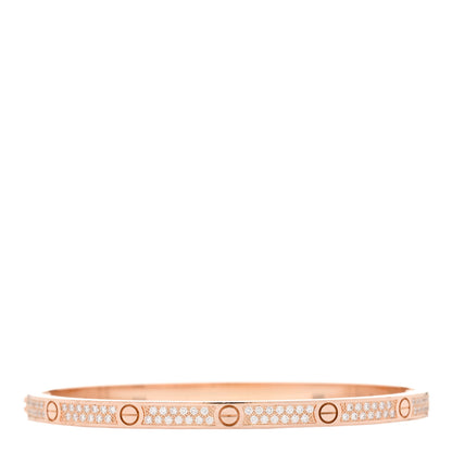 Cartier 18K Pink Gold Diamond Small LOVE Paved Bracelet 16 2 of 5