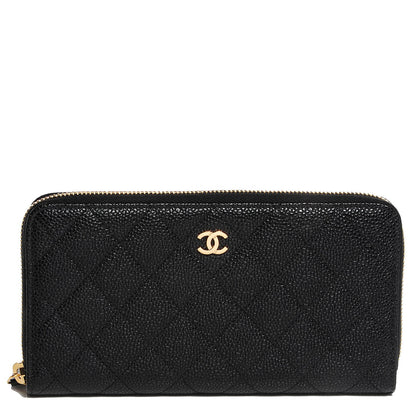 Chanel Caviar Quilted Large Gusset Zip Around Wallet Black 1 of 8
