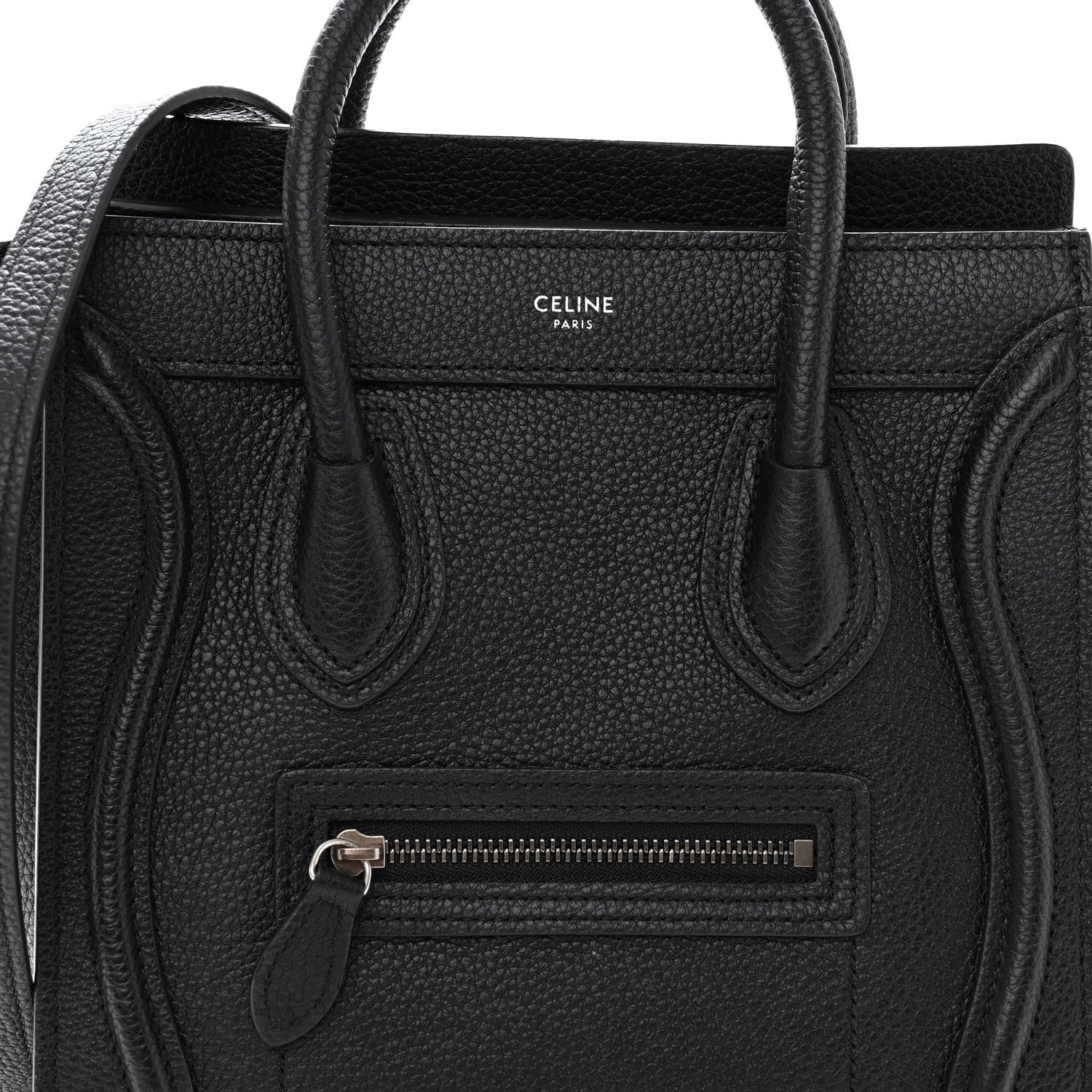 Celine Drummed Calfskin Nano Luggage Black 7 of 10