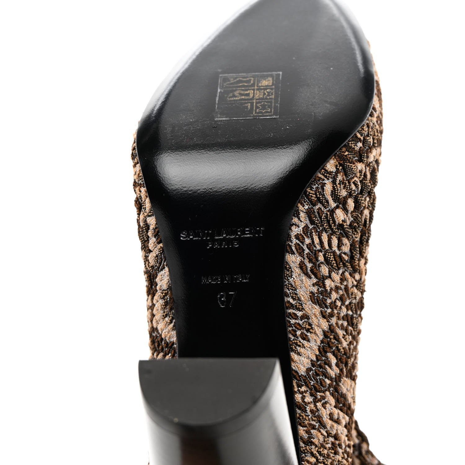 Saint Laurent Stretch Fabric Calf Heel Boots 37 Beige Vintage 11 of 11