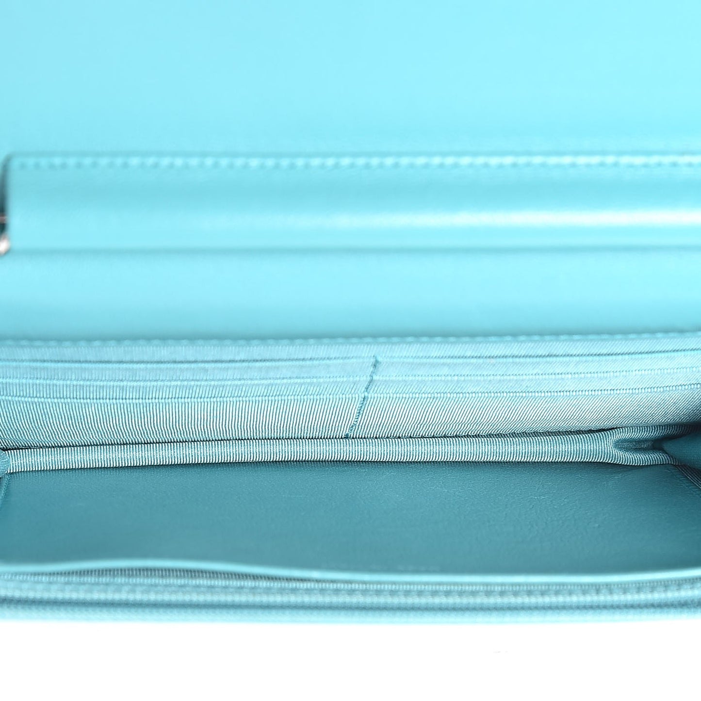 Lambskin Quilted Wallet On Chain WOC Turquoise