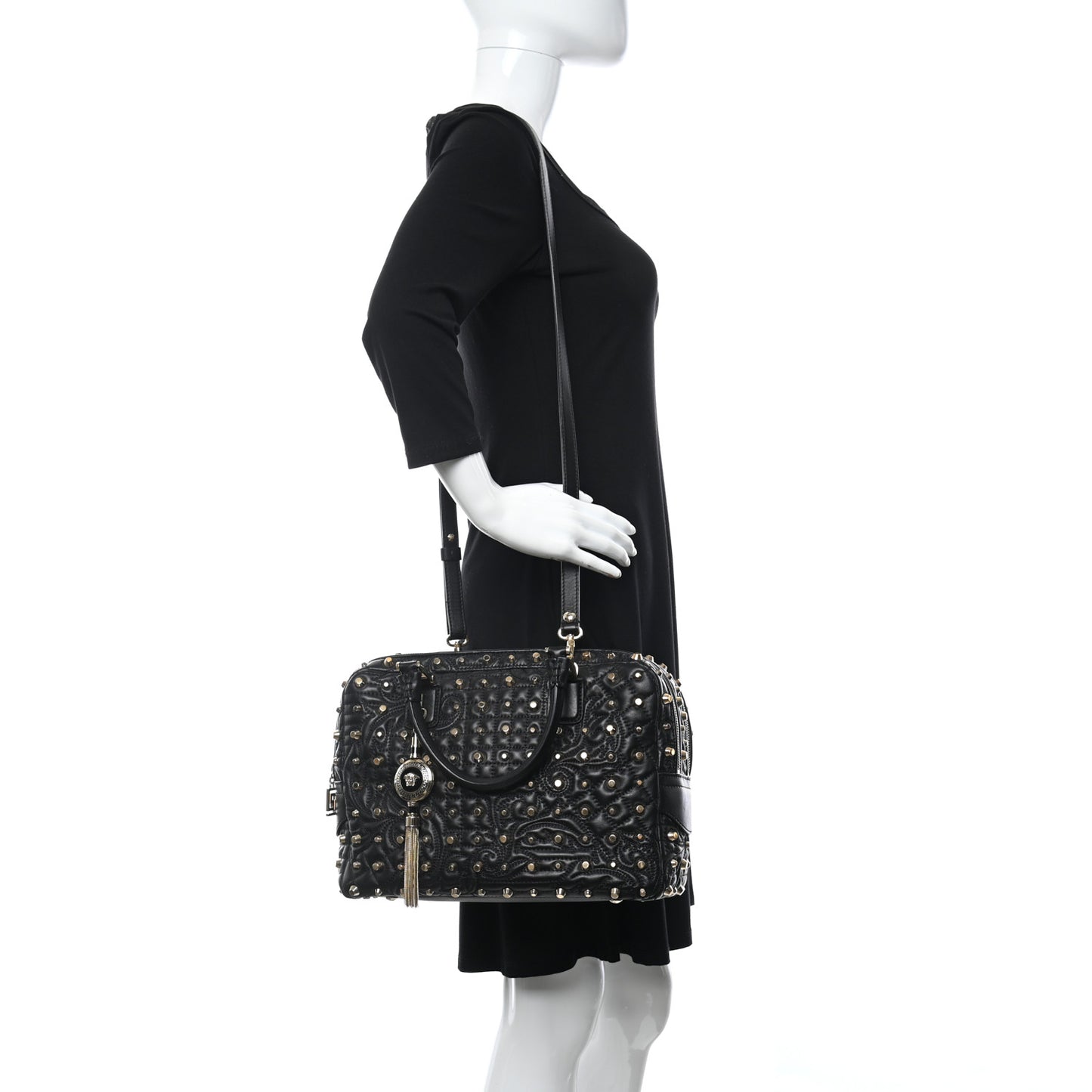 Nappa Barocco Quilted Studded Vanitas Demetra Black