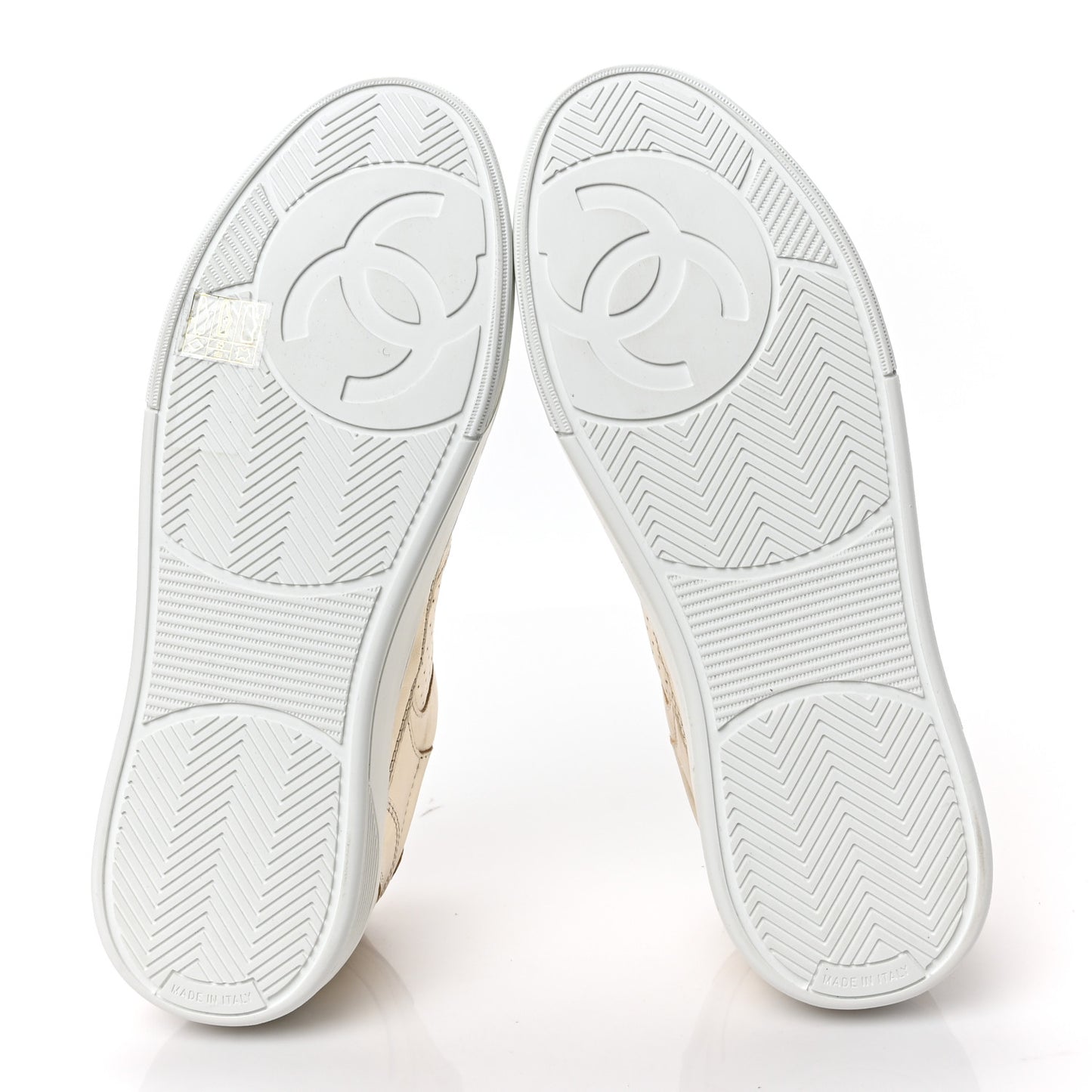 Laminated Calfskin CC Womens Sneakers 39 Golden