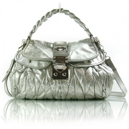 Miu Miu Leather Matelasse Coffer Silver 1 of 10