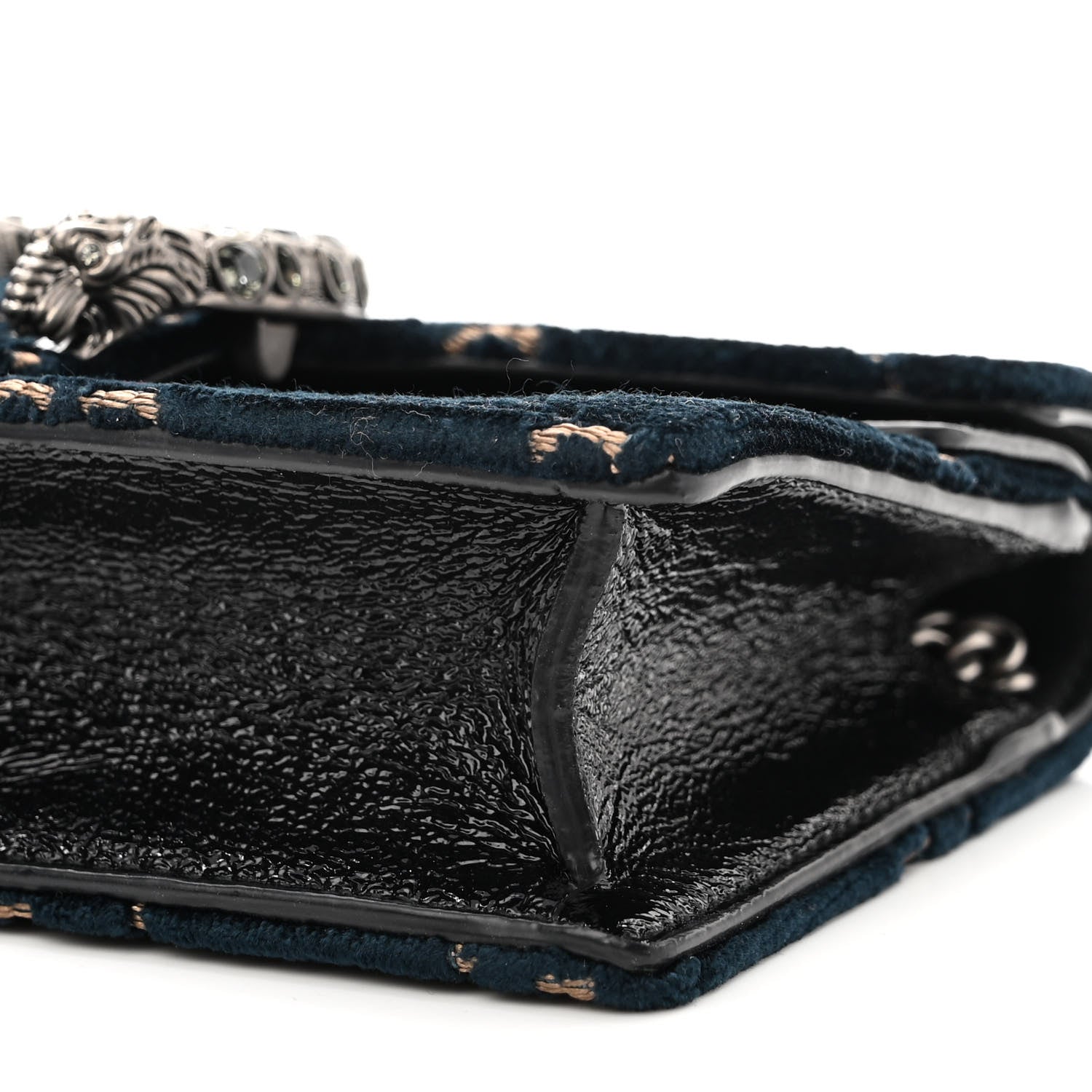 Gucci Velvet GG Monogram Super Mini Dionysus Shoulder Bag Blue Beige Black 9 of 9