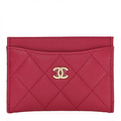 Chanel Caviar Quilted Card Holder Dark Pink 1 of 8