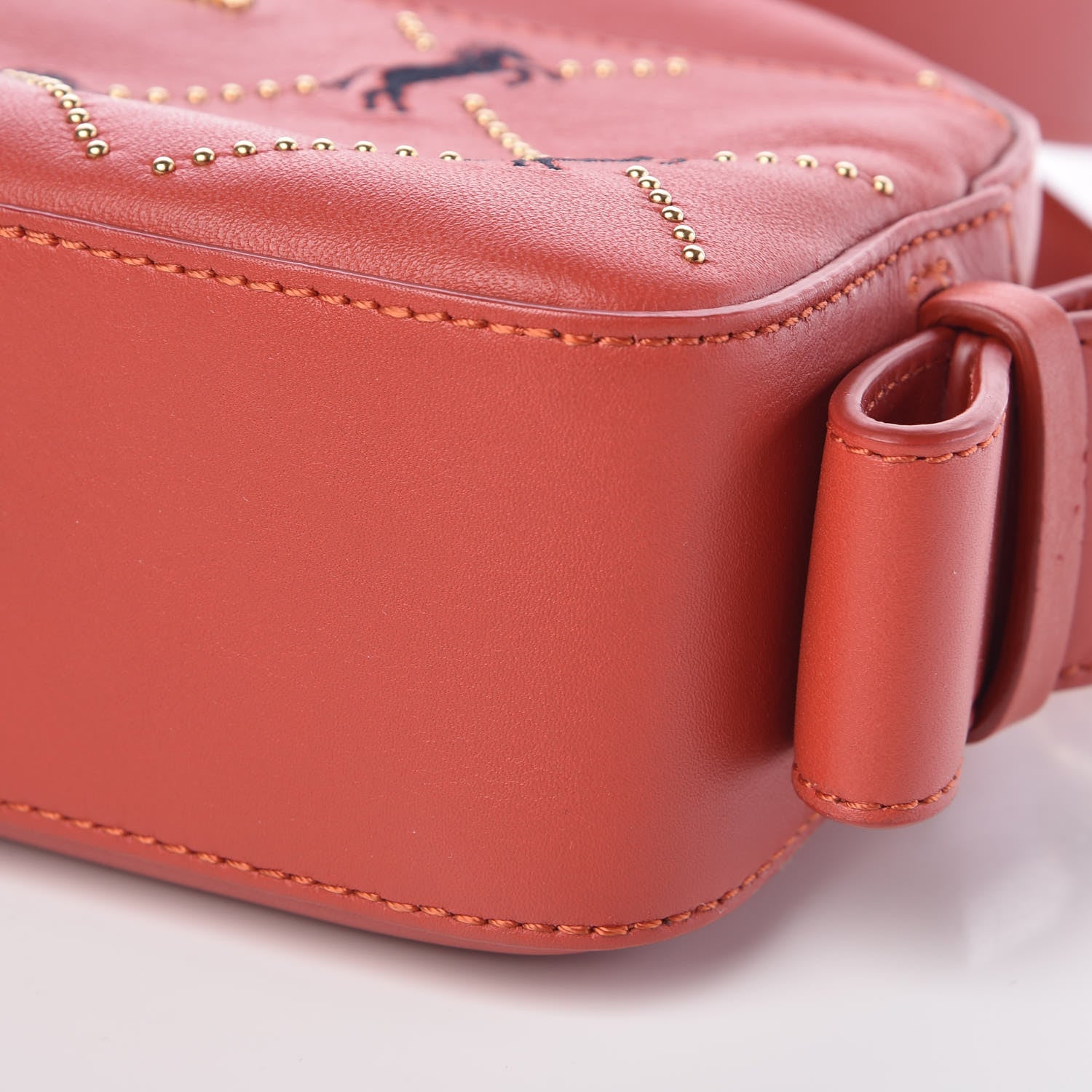 Chloe Smooth Calfskin Little Horses Embroidered Shoulder Bag Earthy Red 9 of 9