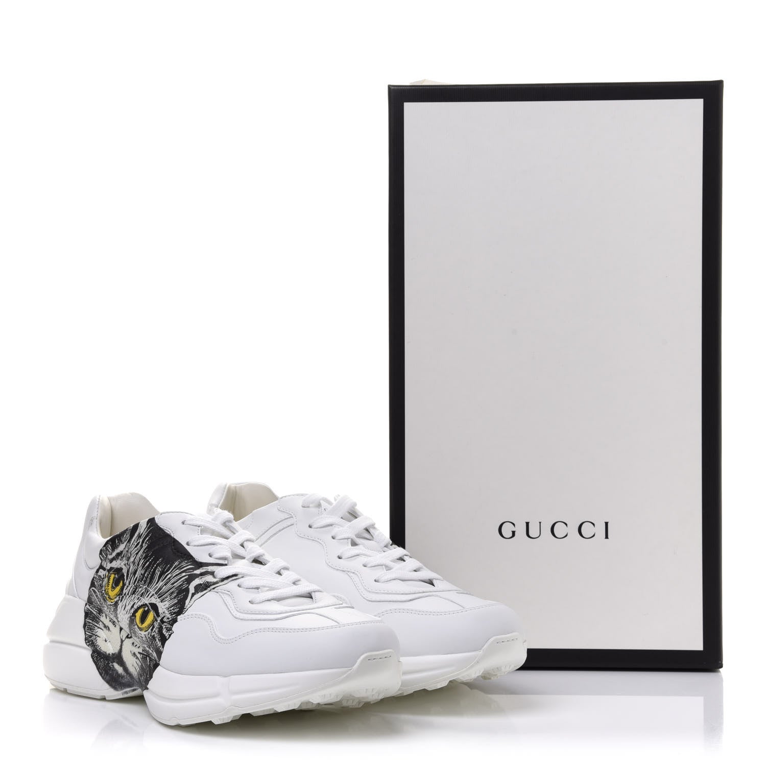 Gucci Calfskin Mystic Cat Rhyton Sneakers 40 Great White 9 of 9