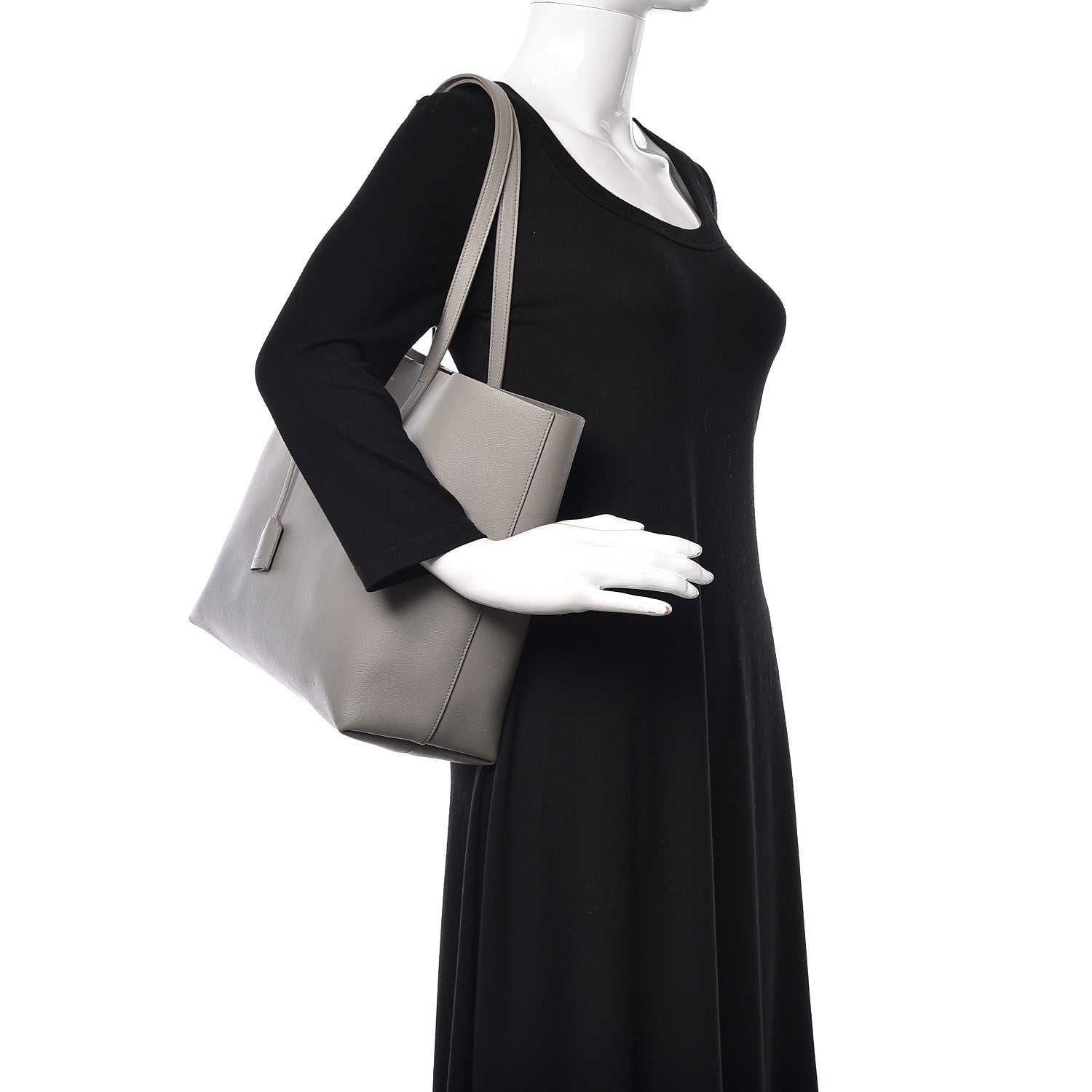 Saint Laurent Calfskin Large Shopping Tote Oyster Gray 2 of 21