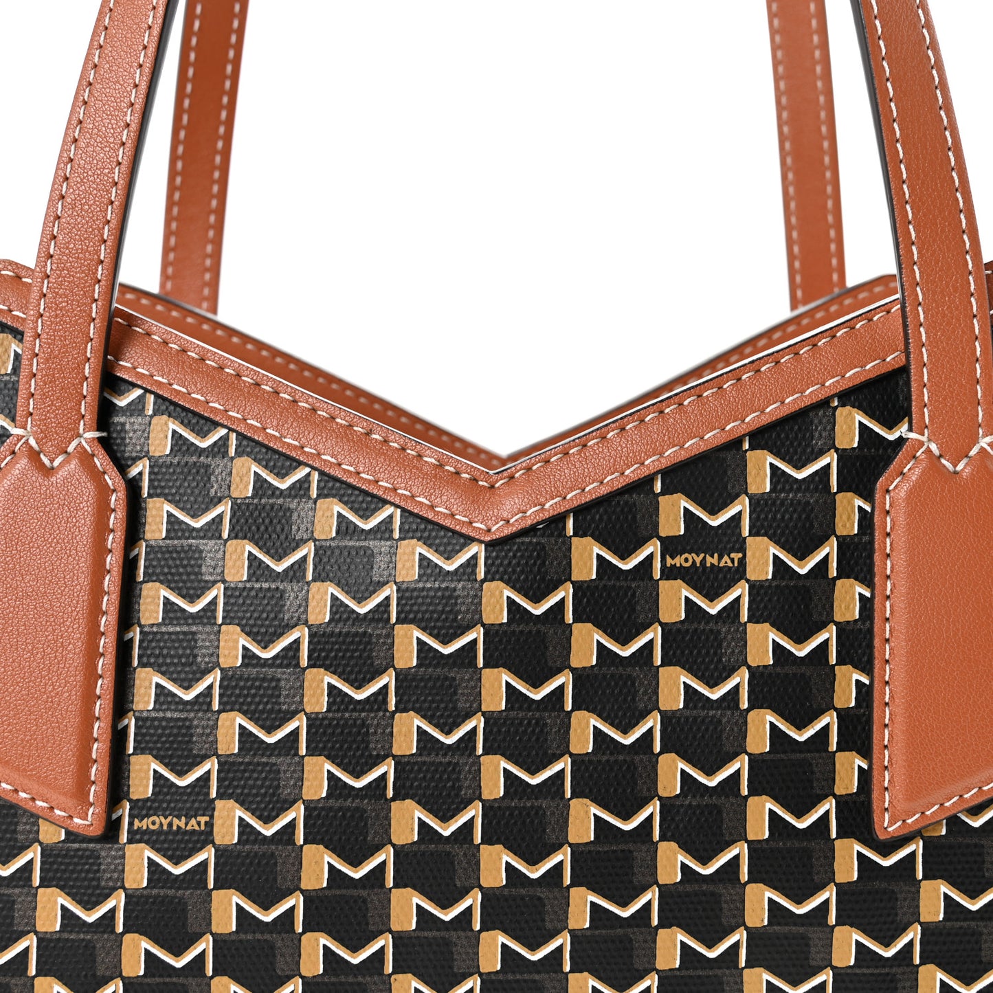 Calfskin Canvas M Tote PM Brown