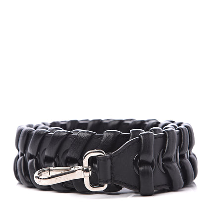 Fendi Vitello Dolce Shiny Nappa Lace Up Strap You Black 1 of 3