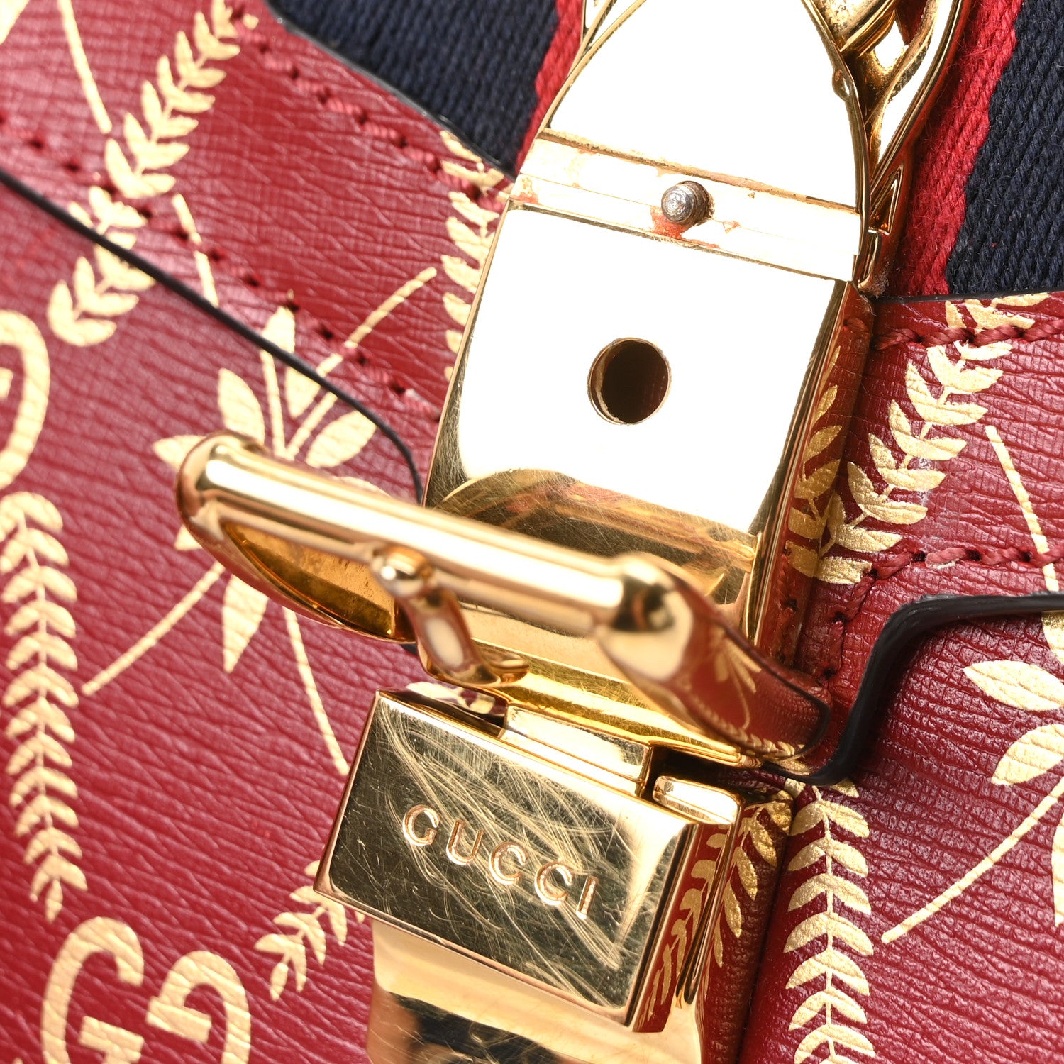Gucci Textured Calfskin Printed Small Sylvie Shoulder Bag Red 11 of 11