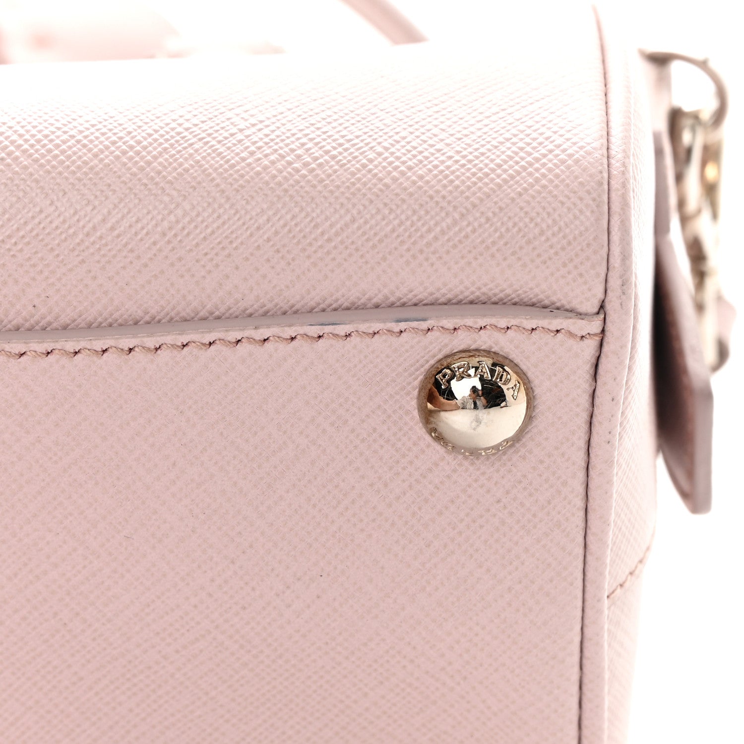 Prada Saffiano Lux Top Handle Crossbody Bag Mughetto 11 of 13