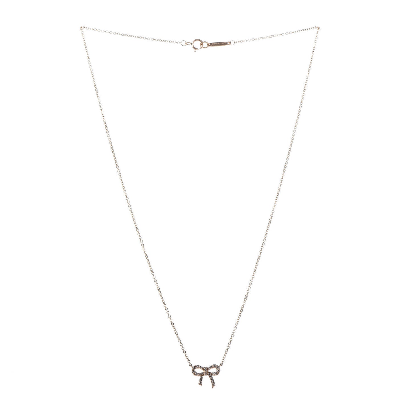 18K Yellow Gold Diamond Bow Pendant Necklace