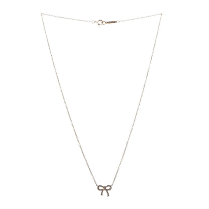Tiffany 18K Yellow Gold Diamond Bow Pendant Necklace 3 of 5
