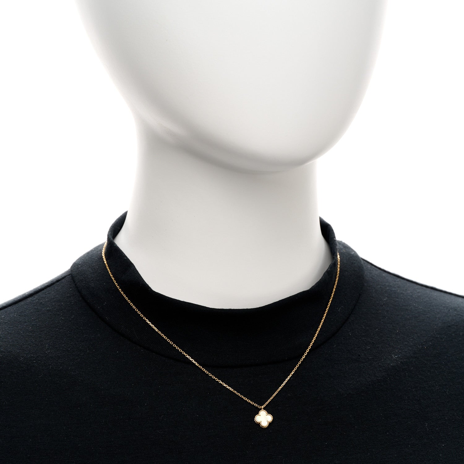 Van Cleef & Arpels 18K Yellow Gold Mother of Pearl Sweet Alhambra Pendant Necklace 2 of 5