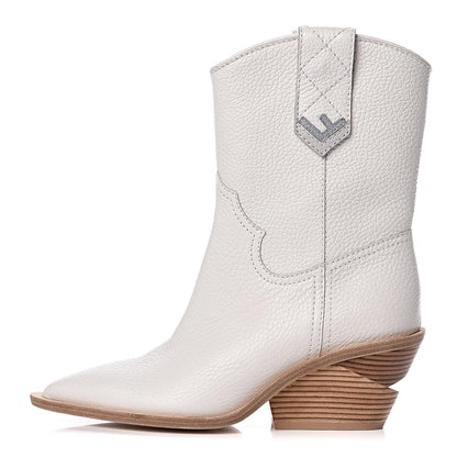 Fendi Grained Calfskin Cutwalk Ankle Boots 36 White 1 of 11