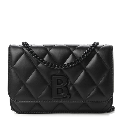 Balenciaga Calfskin Quilted Touch B Wallet on Chain Black 1 of 9