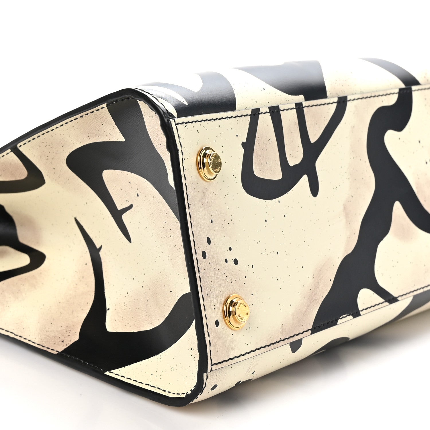 Louis Vuitton Calfskin Tribal City Steamer MM White Black 8 of 9