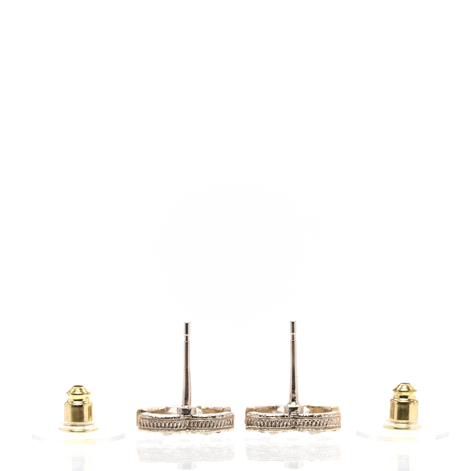 Chanel Crystal Pearl Mini Timeless CC Earrings Gold 3 of 4
