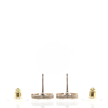 Chanel Crystal Pearl Mini Timeless CC Earrings Gold 3 of 4
