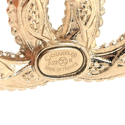 Chanel Metal Textured CC Earrings Gold 4 of 4