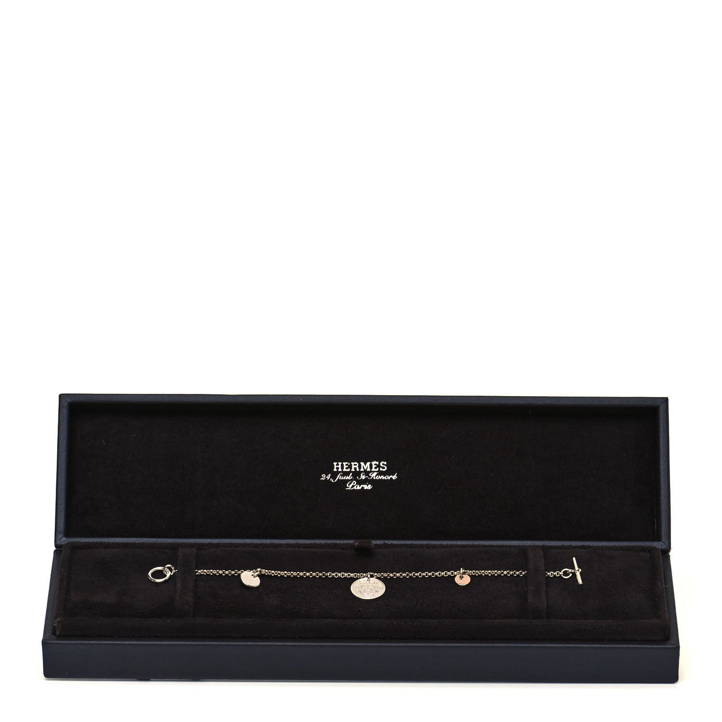 Sterling Silver 18K Rose Gold PM Ex-Libris Bracelet SH