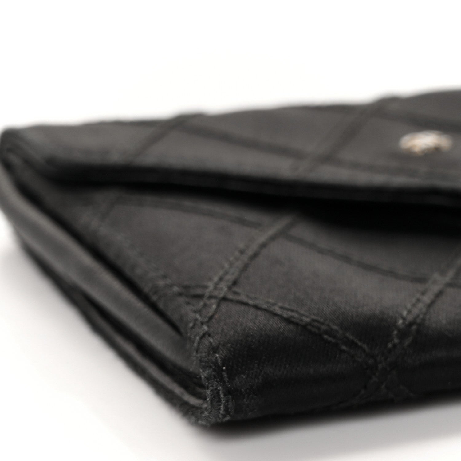 Chanel Satin Stitched Compact Card Case Black 8 of 9