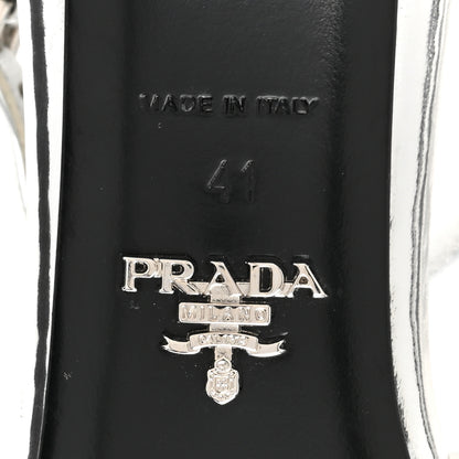 Prada Metallic Calfskin Pointed Toe Pumps 41 Argento 6 of 10