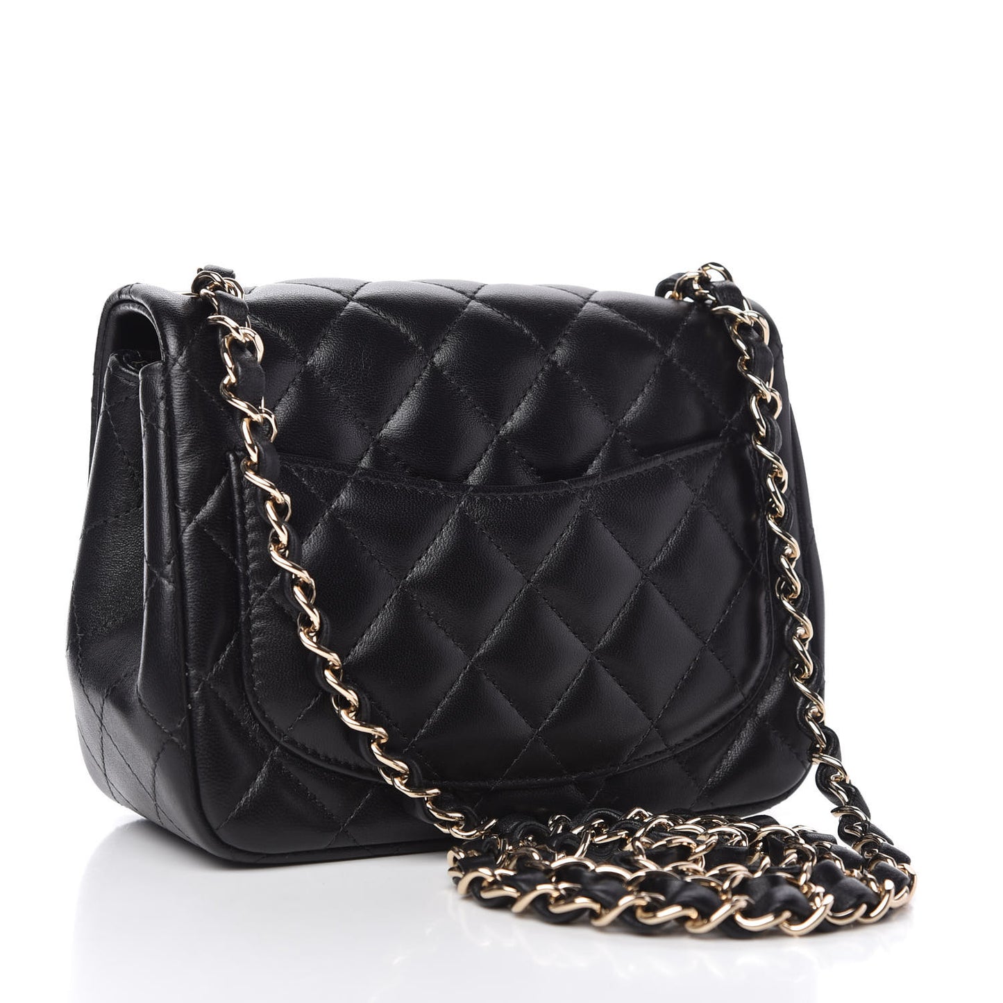 Lambskin Quilted Mini Square Flap Black