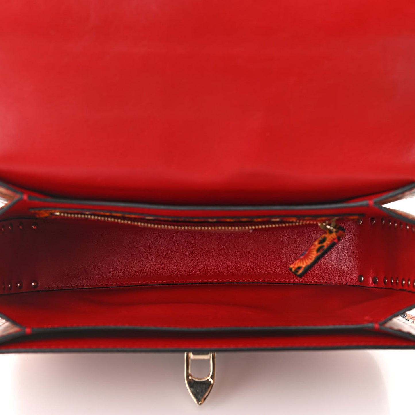 Vitello Enchanted Wonderland Medium Rockstud Flap Saddle Bag Rosso Valentino