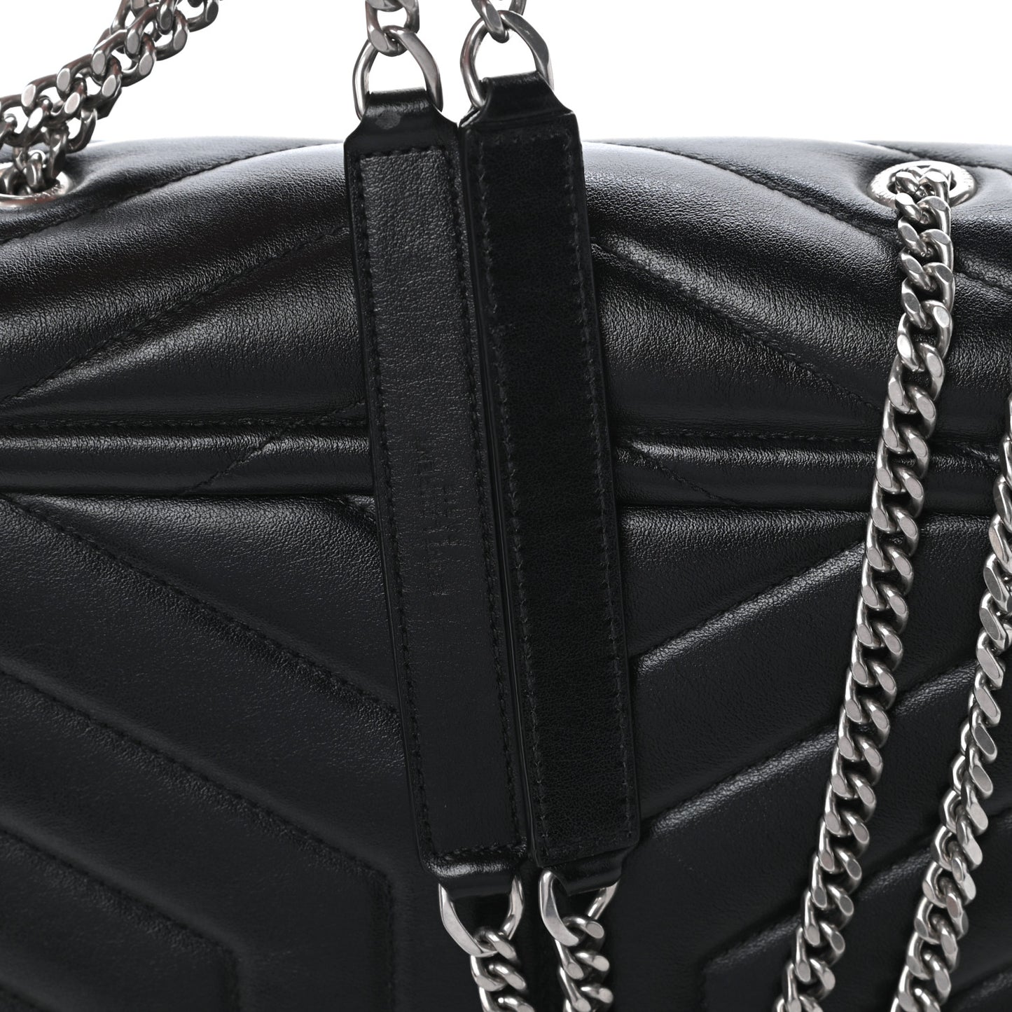 Calfskin Y Quilted Monogram Small Loulou Chain Satchel Black