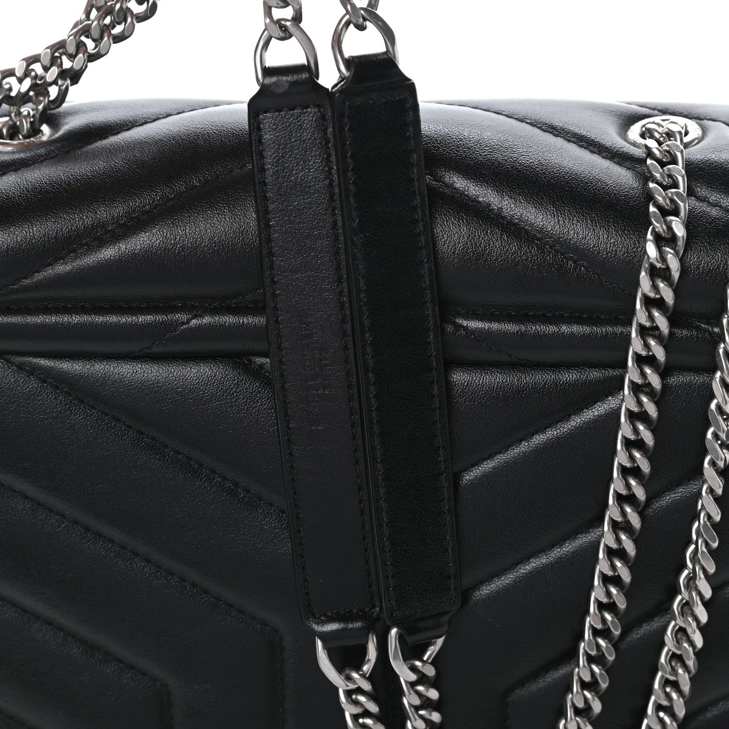 Saint Laurent Calfskin Y Quilted Monogram Small Loulou Chain Satchel Black 8 of 11