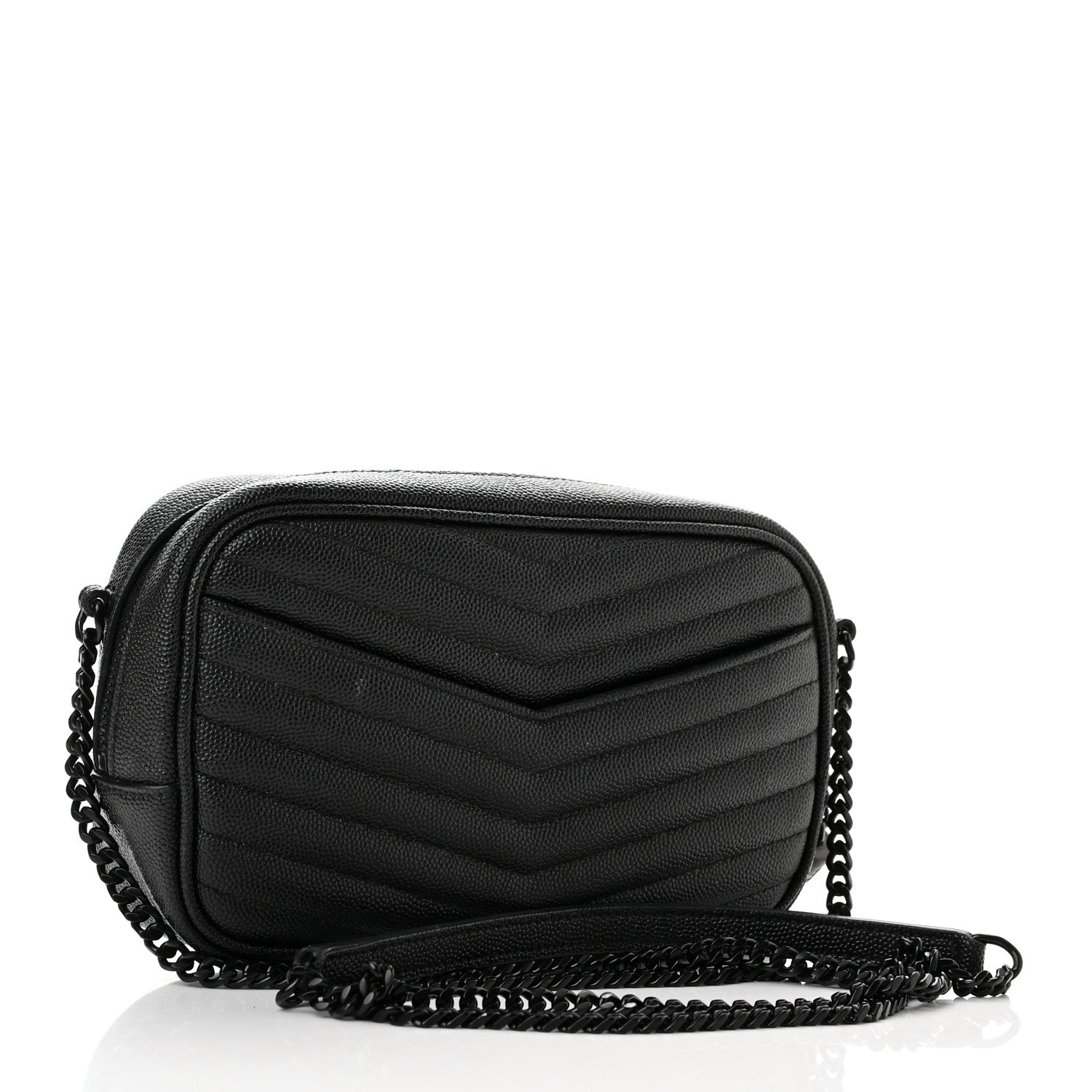 Saint Laurent Grain De Poudre Matelasse Monochrome Monogram Mini Lou Camera Bag Black 3 of 11