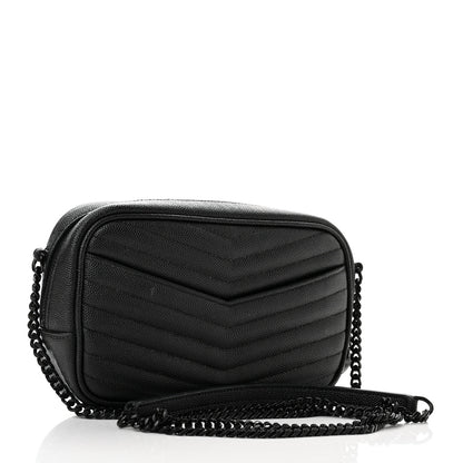 Saint Laurent Grain De Poudre Matelasse Monochrome Monogram Mini Lou Camera Bag Black 3 of 11
